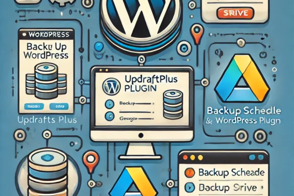 image created to illustrate the process of backing up a WordPress site with the UpdraftPlus plugin.